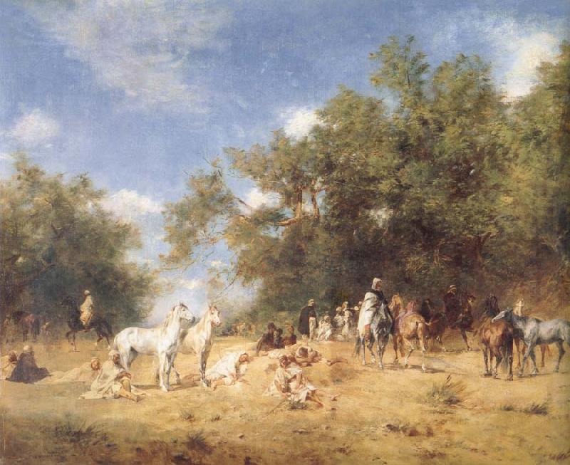 Eugene Fromentin Arab Horsemen Resting France oil painting art